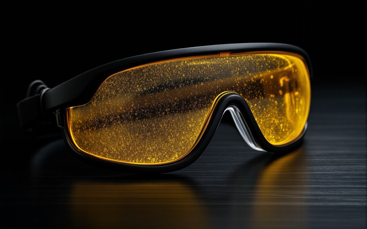 Lunettes de protection laser dont le filtre ambre est terni et rayé